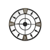 Home Master Wall Clock Antique Style Roman Numerals Metal Accents 60cm
