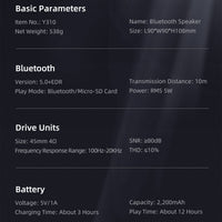 Bluetooth Speakers Wireless Portable Stereo Black