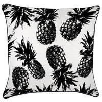 Cushion Cover With Black Piping Pineapples Black 60cm x 60cm