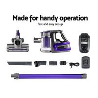 150 Cordless Handheld Stick Vacuum Cleaner 2 Speed Purple And Grey