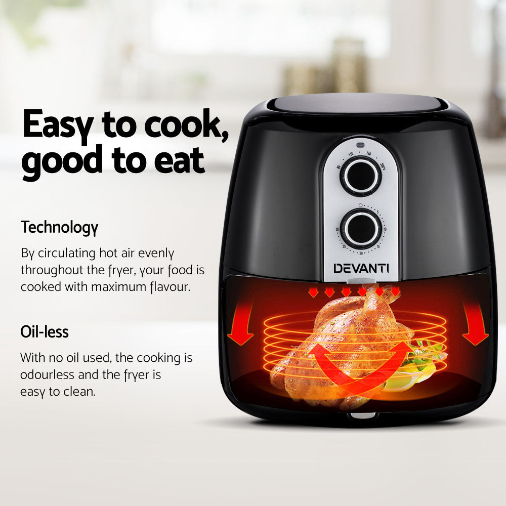 7 Litre Oil Free Air Fryer - Black