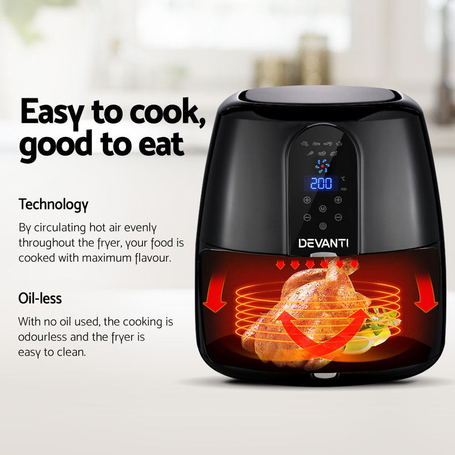 7 Litre Oil Free Air Fryer - Black