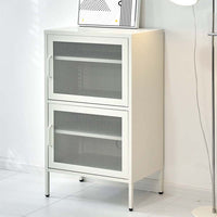 Double Mesh Door Storage Cabinet Organizer Bedroom White