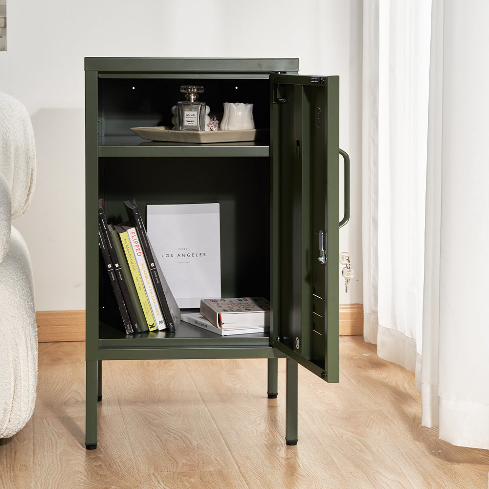 Metal Locker Storage Shelf Filing Cabinet Cupboard Bedside Table Green