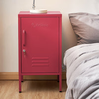 Metal Locker Storage Shelf Filing Cabinet Cupboard Bedside Table Pink