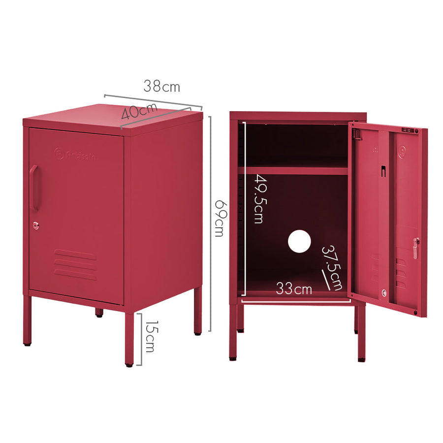 Metal Locker Storage Shelf Filing Cabinet Cupboard Bedside Table Pink