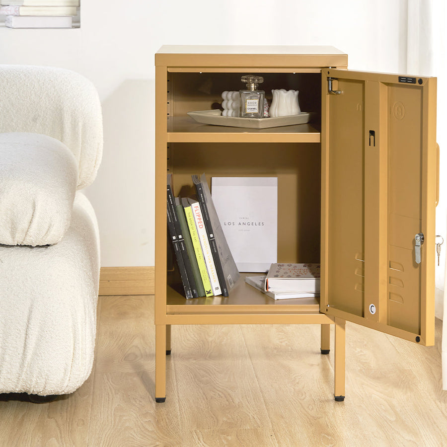 Metal Locker Storage Shelf Filing Cabinet Cupboard Bedside Table Yellow