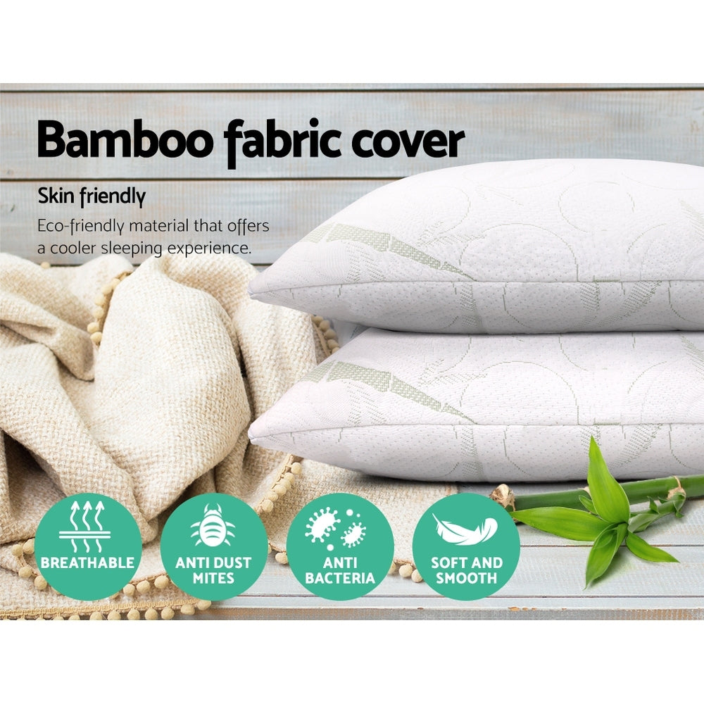 Set of 2 Bamboo Pillow with Memory Foam