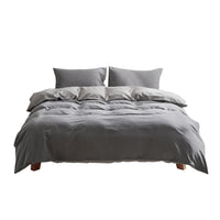 Washed Cotton Quilt Set Grey Double