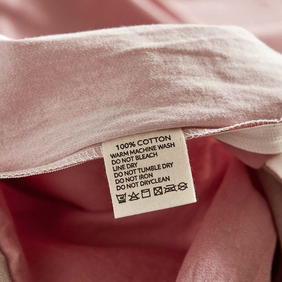 Washed Cotton Sheet Set Pink Brown Double