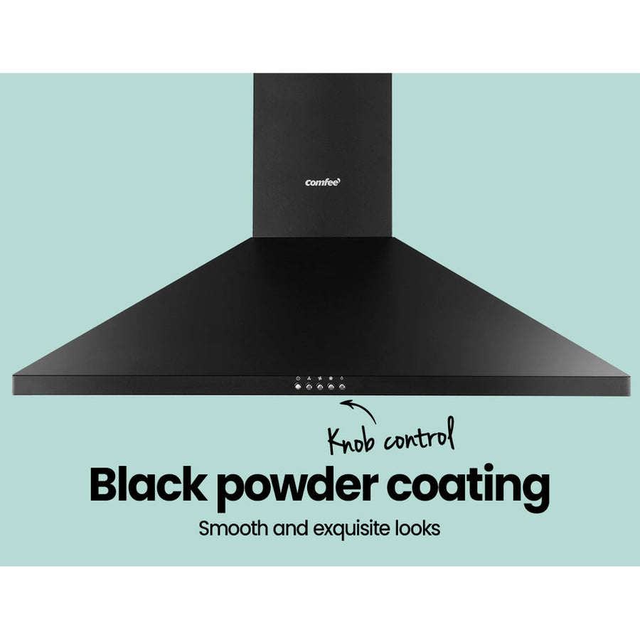 Rangehood 900mm Range Hood Home Kitchen Wall Mount Canopy 90cm Black