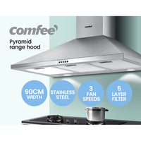 Rangehood 900mm Range Hood Stainless Steel Home Kitchen Canopy Vent 90cm