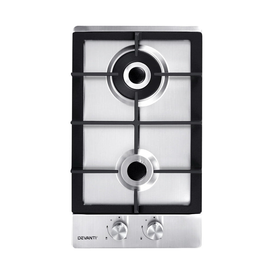 Gas Cooktop 30cm Gas Stove Cooker 2 Burner Cook Top Konbs NG LPG Steel