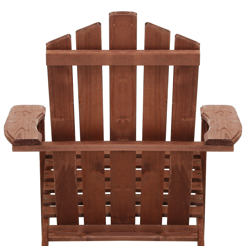 Outdoor Sun Lounge Beach Chairs Table Setting Wooden Adirondack Patio Brown Chair