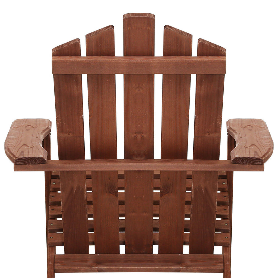 Outdoor Sun Lounge Beach Chairs Table Setting Wooden Adirondack Patio Brown Chair