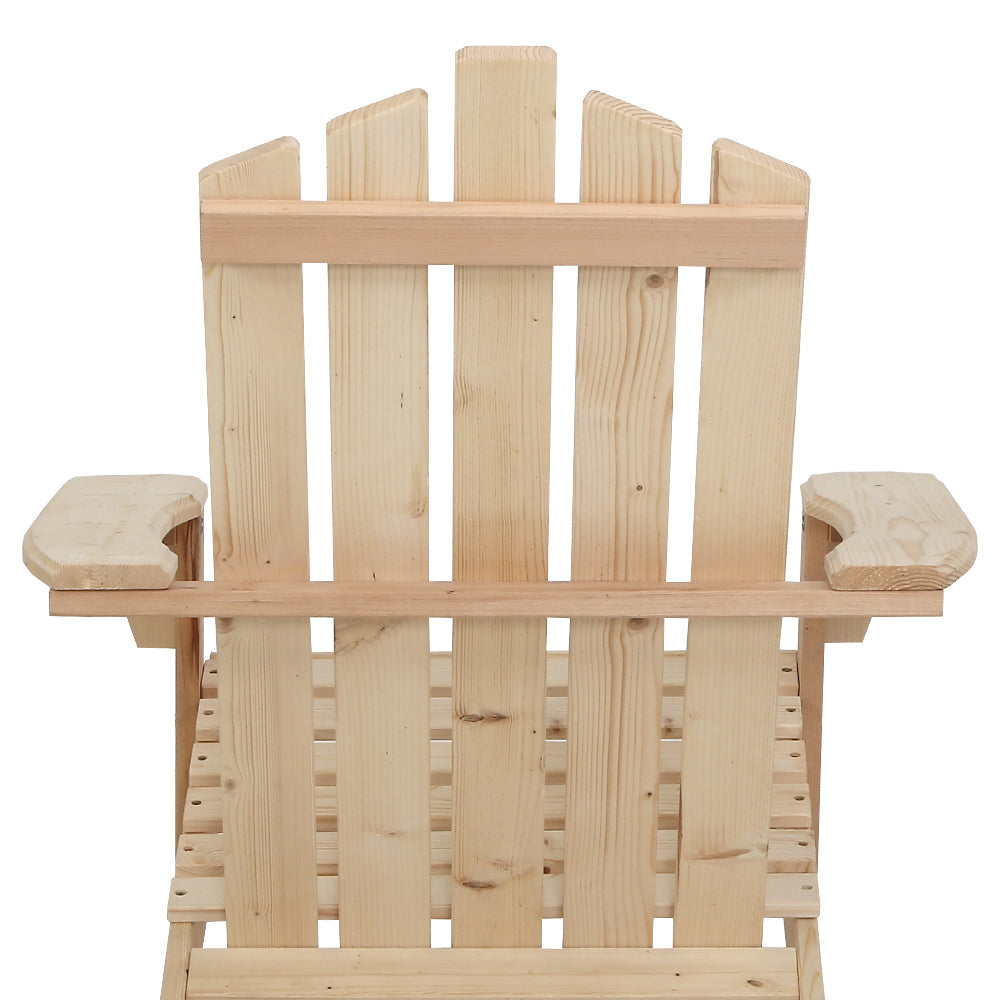 Outdoor Sun Lounge Beach Chairs Table Setting Wooden Adirondack Patio Chair Light Wood Tone