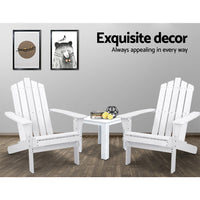 Outdoor Sun Lounge Beach Chairs Table Setting Wooden Adirondack Patio Chair White