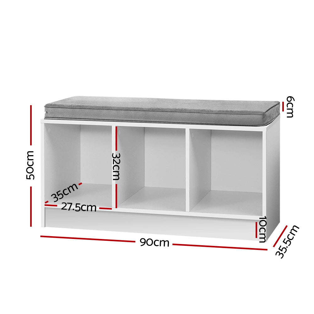 Shoe Cabinet Bench - White