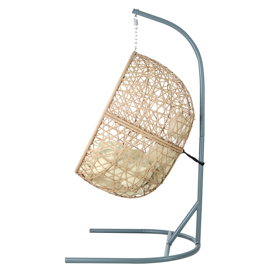 Swing Chair Egg Hammock With Stand Outdoor Furniture Wicker Seat Yellow