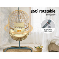 Swing Chair Egg Hammock With Stand Outdoor Furniture Wicker Seat Yellow