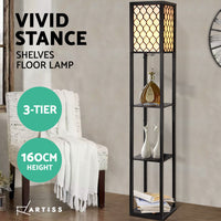 Floor Lamp Storage Shelf LED Lamps Vintage Standing Reading Light Bedroom