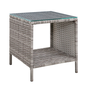 Side Table Coffee Patio Outdoor Furniture Rattan Desk Indoor Garden Grey