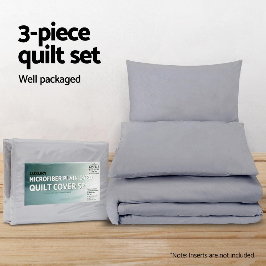 Quilt Cover Set Classic Grey - Super King