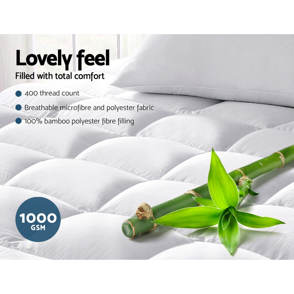 King Mattress Topper Bamboo Fibre Pillowtop Protector