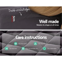 Double Mattress Topper Pillowtop 1000GSM Charcoal Microfibre Bamboo Fibre Filling