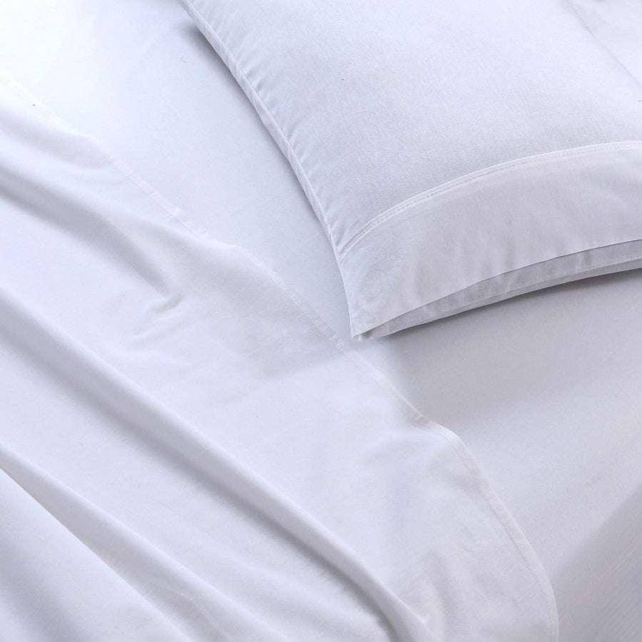 100% Egyptian Cotton Vintage Washed 500TC White Queen Bed Sheets Set