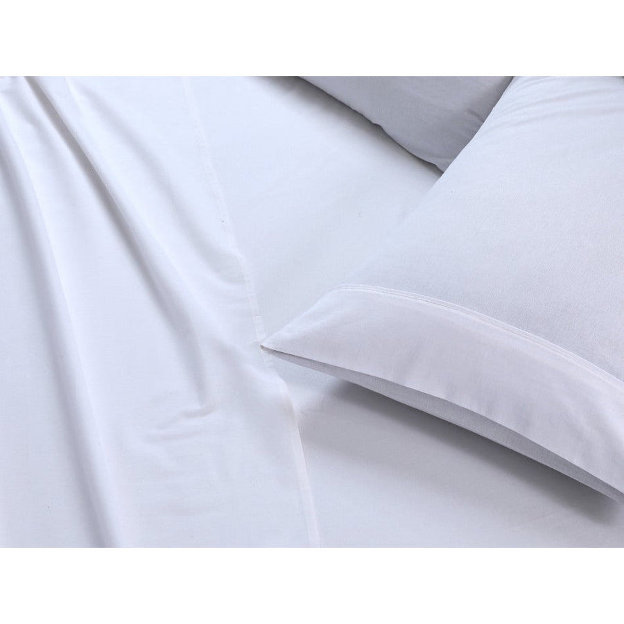 100% Egyptian Cotton Vintage Washed 500TC White Single Bed Sheets Set