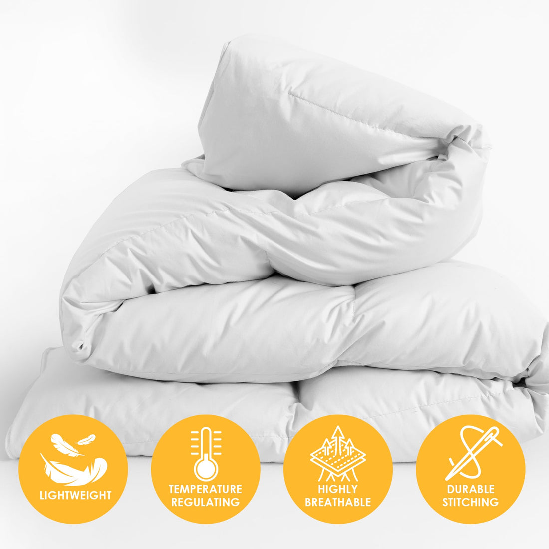 Silk Touch Quilt 360GSM All Seasons Antibacterial Hypoallergenic - White Double