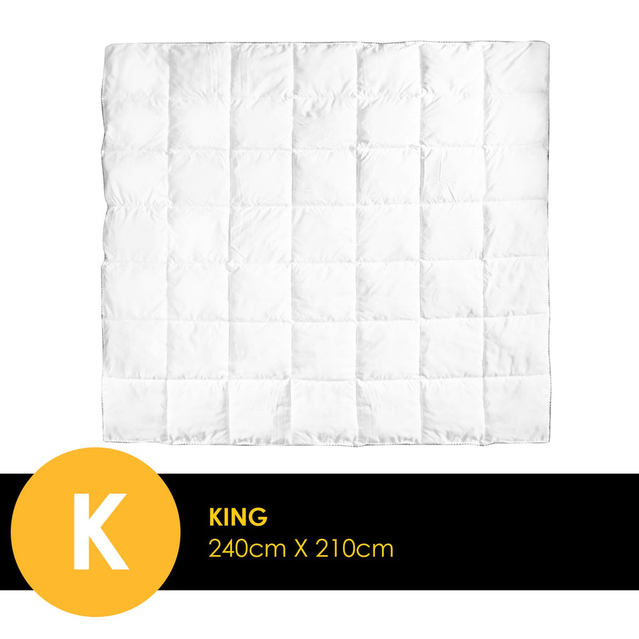 Bamboo Blend Quilt 250GSM Luxury  Duvet 100% Cotton Cover - King - White