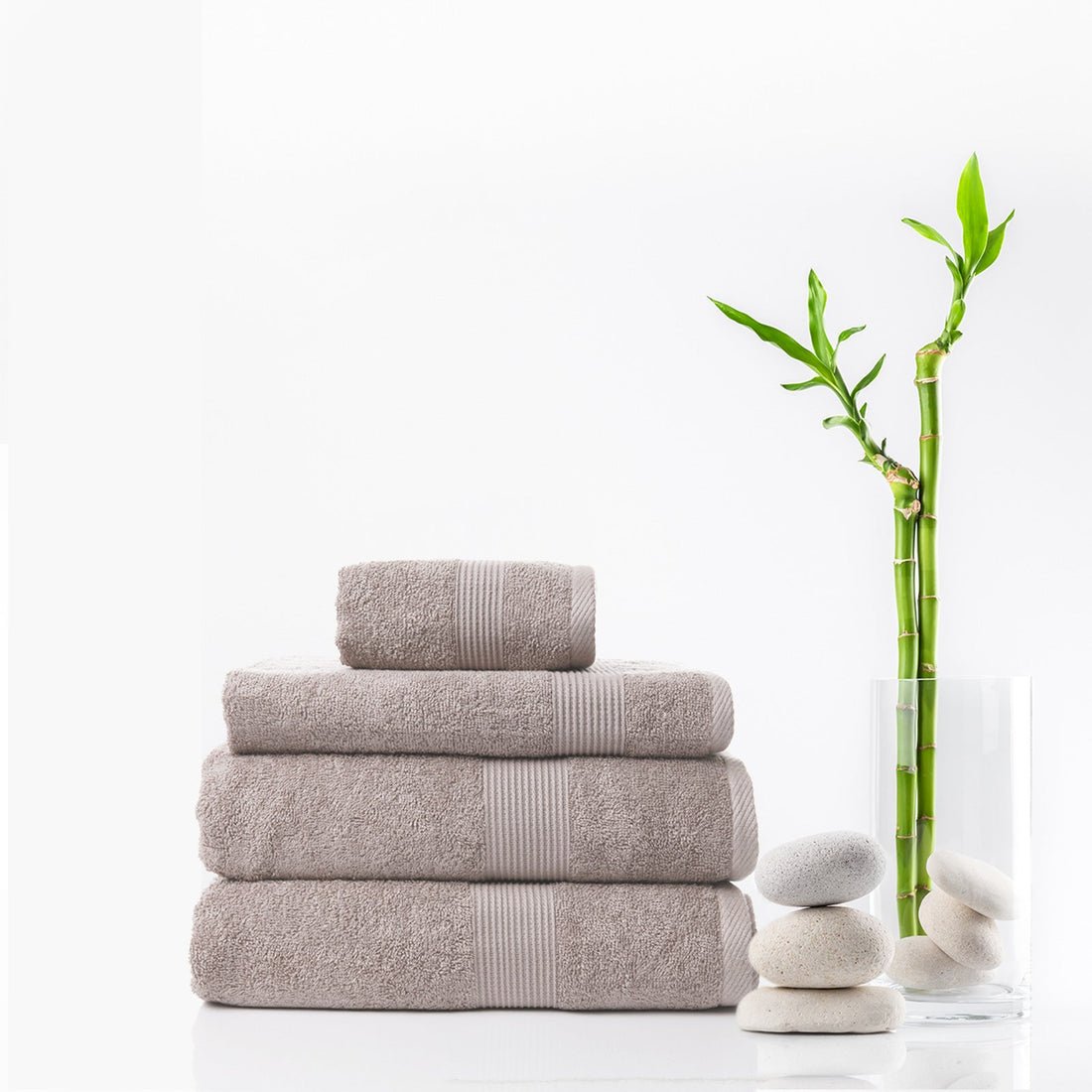 4 Piece Cotton Bamboo Towel Set 450GSM - Champagne