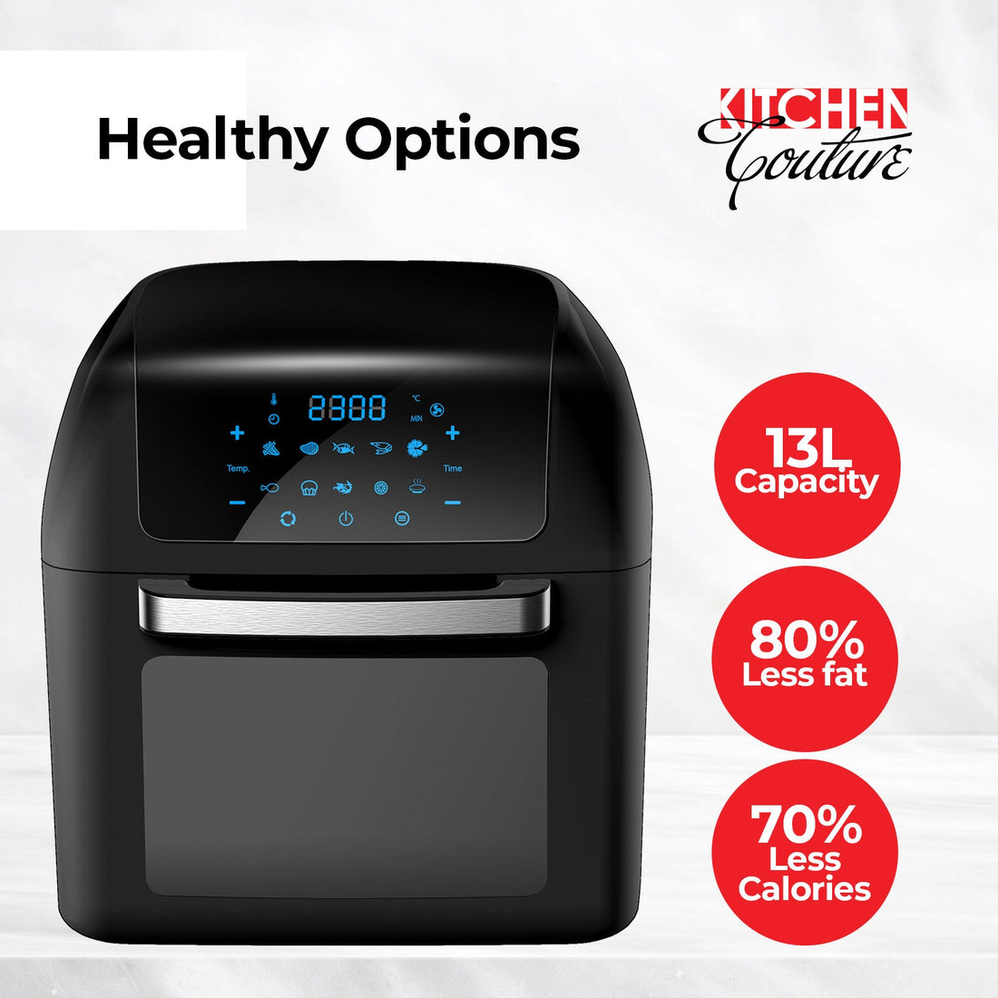 13 Litre Air Fryer 10 Presets LCD Display Black