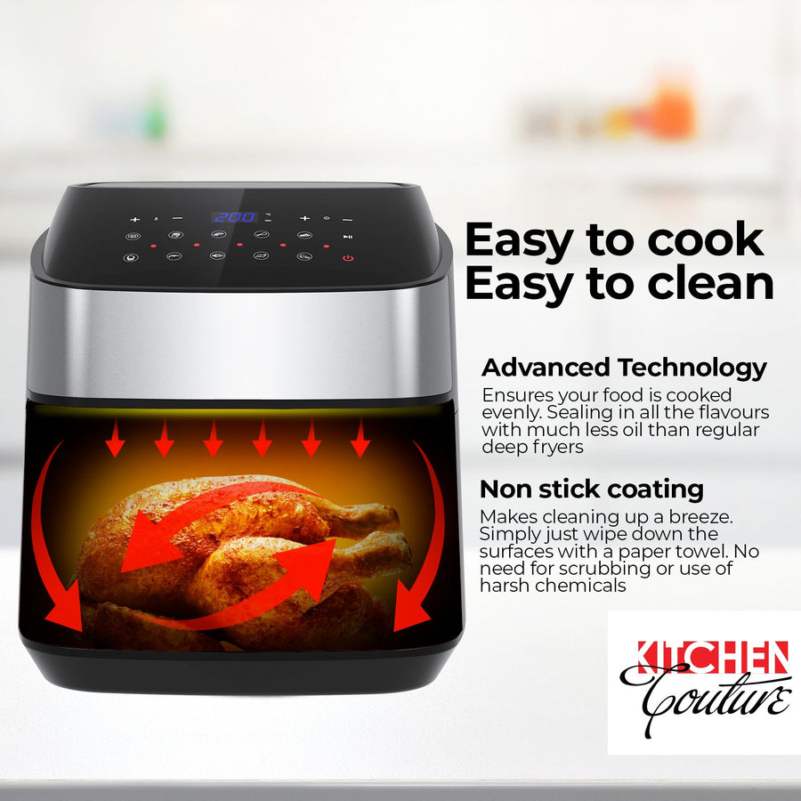 11.5 Litre Air Fryer Multifunctional LCD Digital Display - Silver