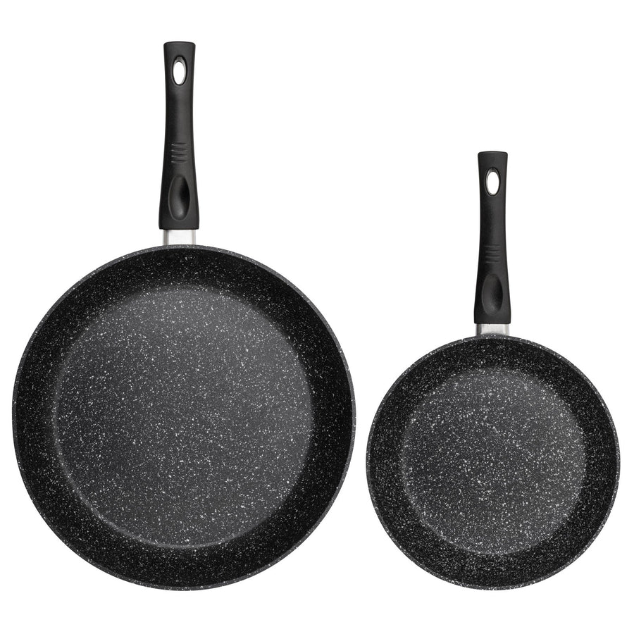 2 Piece 20cm + 28cm Frypan Set Non Stick Kitchen Cookware Pan Black