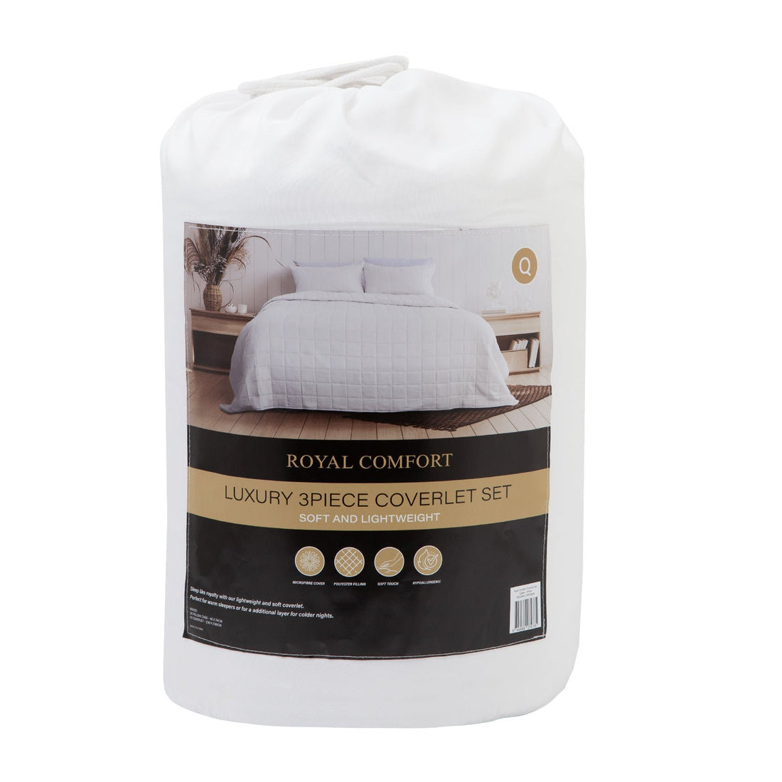 Coverlet Set Bedspread Soft Touch Easy Care Breathable 3 Piece Set - King - White