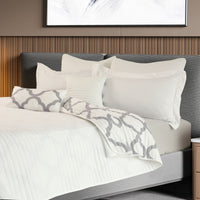 Bamboo Cooling Reversible 7 Piece Comforter Set Bedspread - King - White