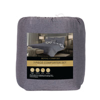 Bamboo Cooling Reversible 7 Piece Comforter Set Bedspread - King - Charcoal