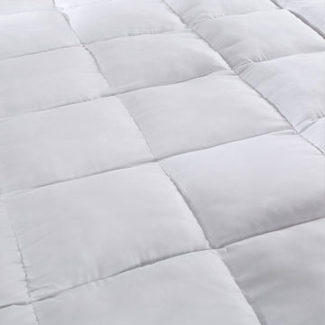 1000GSM Luxury Bamboo Fabric Gusset Mattress Pad Topper Cover - Queen - White