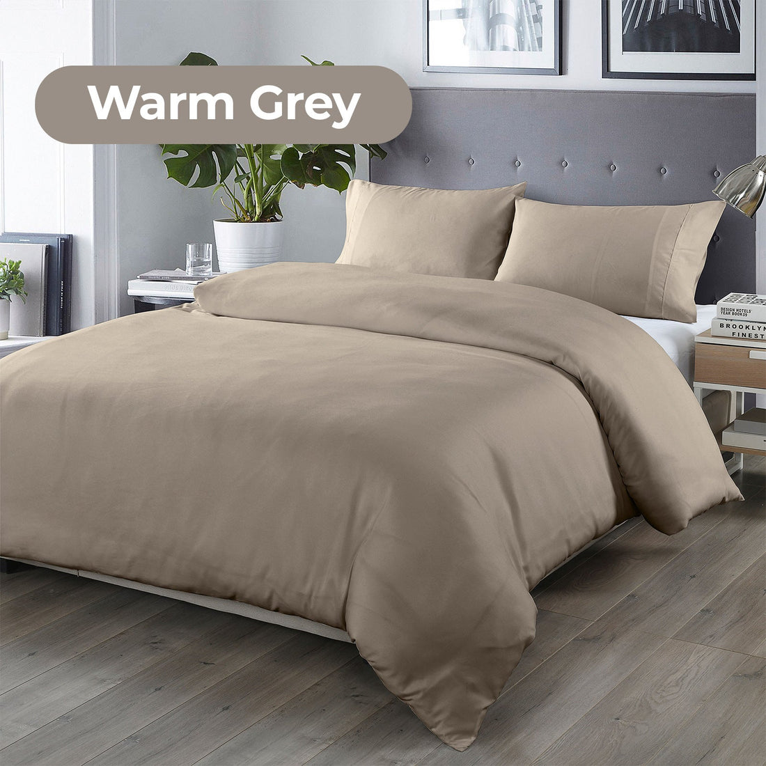 Bamboo Blended Quilt Cover Set 1000TC Ultra Soft Luxury Bedding - Grey King