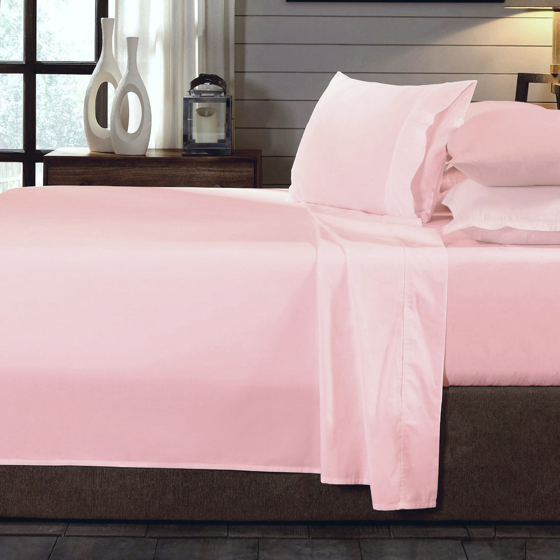 250TC Organic 100% Cotton Sheet Set 4 Piece Luxury Hotel Style - Queen - Blush