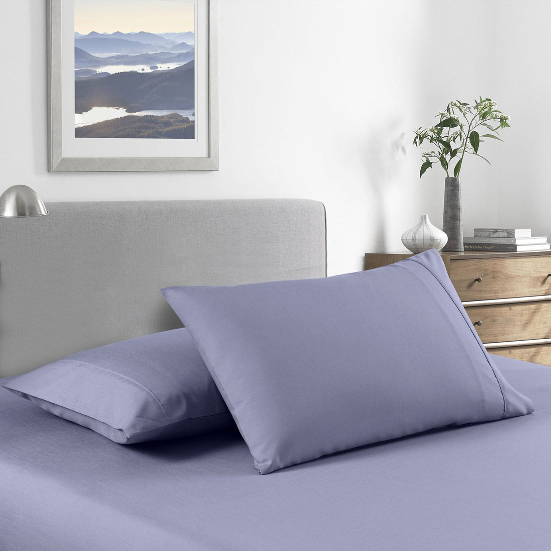 2000 Thread Count Bamboo Cooling Sheet Set Ultra Soft Bedding - Lilac Grey King