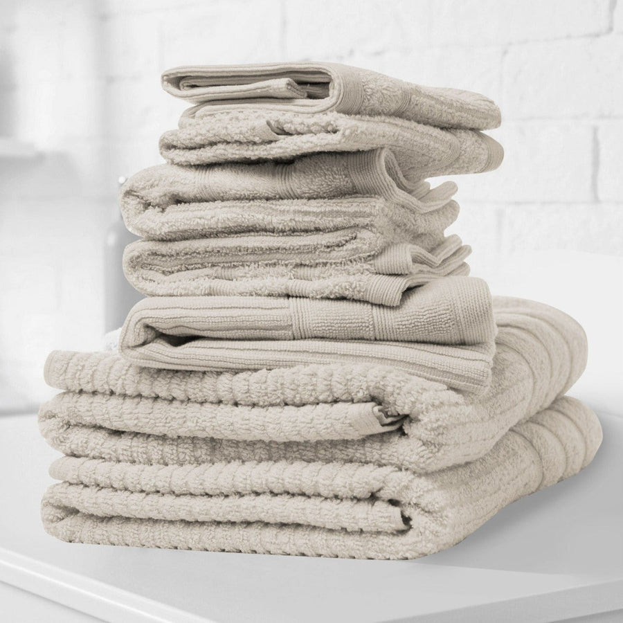 Eden Egyptian Cotton 600GSM 8 Piece Luxury Bath Towels Set - Beige