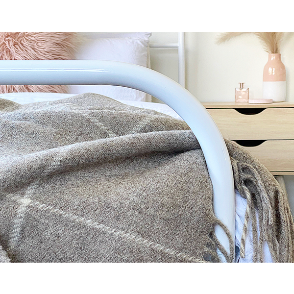 Brighton Throw - 100% NZ Wool - Beige Striped