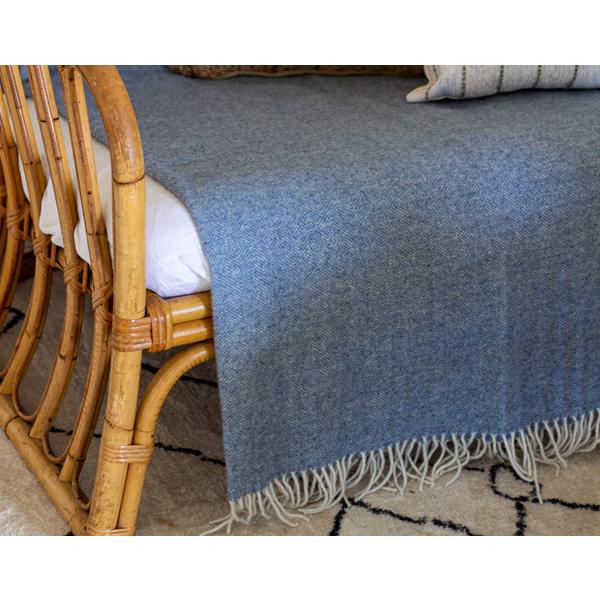 Hampton Throw - Merino Wool Blend - Blue