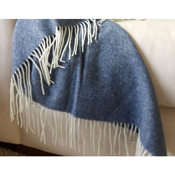 Kensington Throw - 10% Cashmere/ 90% Super Fine Merino Wool - Navy