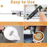 Silver Rechargeable Electric Milk Frother Handheld (3 Speeds)