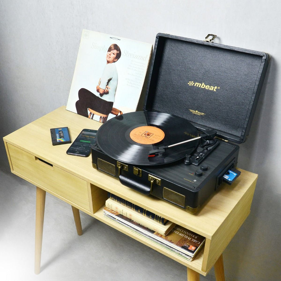 Uptown Retro Turntable and Cassette Player with Bluetooth Speakers